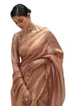 Mimamsaa_Pink Tissue Silk Embroidered Sequin Gargi Saree With Running Blouse_at_Aza_Fashions