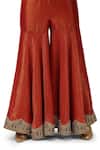Shop_Mimamsaa_Red Kurta And Sharara Munga Silk Embroidered Sequin Round Neck Hamsika Set_Online_at_Aza_Fashions
