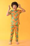 Buy_Anthrilo_Orange Cotton Dino Print T-shirt And Pyjama Set _at_Aza_Fashions