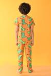 Shop_Anthrilo_Orange Cotton Dino Print T-shirt And Pyjama Set _at_Aza_Fashions