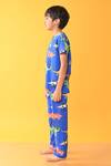 Anthrilo_Blue Cotton Dinosaur Print T-shirt And Pyjama Set _Online_at_Aza_Fashions