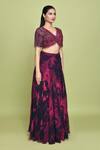 LABEL SHRISTI CHETANI_Multi Color Chiffon Print Midnight Bloom V Neck Jashn Lehenga Set _at_Aza_Fashions