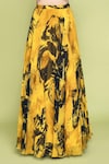 Buy_LABEL SHRISTI CHETANI_Yellow Chiffon Print Summer Bloom V Neck Divy Lehenga Set_Online_at_Aza_Fashions