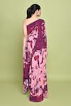 Shop_LABEL SHRISTI CHETANI_Purple Crepe Print Bloomy One Shoulder Maaya Dress_at_Aza_Fashions