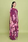 LABEL SHRISTI CHETANI_Purple Crepe Print Bloomy One Shoulder Maaya Dress_at_Aza_Fashions