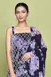 Buy_LABEL SHRISTI CHETANI_Purple Chiffon Print Iris Bloom Square Neck Begum Kurta Sharara Set