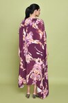 Shop_LABEL SHRISTI CHETANI_Purple Crepe Print Floral Boat Neck Bloom Dress_at_Aza_Fashions