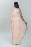 Shop_Vana Ethnics_Peach Viscose Hand Embroidered Sheesha (real Mirrors) Border Saree With Blouse _at_Aza_Fashions