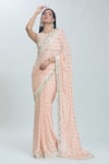 Buy_Vana Ethnics_Peach Viscose Hand Embroidered Sheesha (real Mirrors) Border Saree With Blouse _Online_at_Aza_Fashions