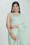 Buy_Vana Ethnics_Green Viscose Hand Embroidered Sheesha (real Mirrors) Work Saree With Blouse _Online_at_Aza_Fashions