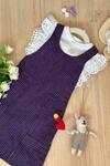 Shop_Khela_Purple Cotton Woven Striped Pinafore Dress With Hakoba Top _at_Aza_Fashions