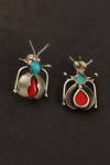 Mero Jewellery_Red Beetles Carved Earrings _Online_at_Aza_Fashions