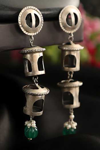 Buy_Mero Jewellery_Green Stones Onyx Embellished Earrings _at_Aza_Fashions