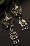Buy_Mero Jewellery_Silver Plated Wings Carved Danglers _at_Aza_Fashions