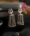 Mero Jewellery_Silver Plated Textured Detail Dangler Earrings _Online_at_Aza_Fashions