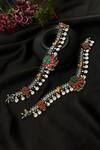 Buy_Mero Jewellery_Multi Color Kundan Bird Motif Payals - Set Of 2_at_Aza_Fashions
