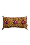 Buy_House Of Inari_Yellow 100% Cotton Suzani Bukhara Embroidered Cushion Cover_at_Aza_Fashions