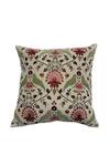 Buy_House of Inari_Off White 100% Cotton Velvet Thread Royal Jardin Embroidered Cushion Cover _at_Aza_Fashions