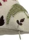 House of Inari_Off White 100% Cotton Velvet Thread Royal Jardin Embroidered Cushion Cover _Online_at_Aza_Fashions