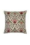 Buy_House of Inari_Off White 100% Cotton Velvet Thread Royal Jardin Embroidered Cushion Cover _Online_at_Aza_Fashions