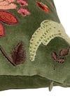 House of Inari_Green 100% Cotton Velvet Thread Royal Jardin Embroidered Cushion Cover _Online_at_Aza_Fashions