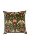 Buy_House of Inari_Green 100% Cotton Velvet Thread Royal Jardin Embroidered Cushion Cover _Online_at_Aza_Fashions