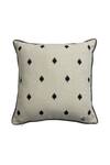 Shop_House Of Inari_Grey 100% Cotton Thread Patan Ikat Embroidered Double Sided Cushion Cover_at_Aza_Fashions