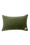Shop_House Of Inari_Green 100% Cotton Velvet Embroidery Cushion Cover_at_Aza_Fashions