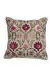 Buy_House of Inari_Off White 100% Cotton Velvet Embroidery Vintage Floral Bloom Cushion Cover _at_Aza_Fashions