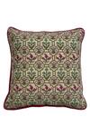 Buy_House Of Inari_Ivory 100% Cotton Embroidery Floral Cross Stitch Cushion Cover_at_Aza_Fashions