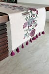 Shop_House of Inari_Wine 100% Cotton Floral Work Table Runner _at_Aza_Fashions