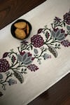 Buy_House of Inari_Wine 100% Cotton Floral Work Table Runner _Online_at_Aza_Fashions