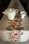 House of Inari_Beige 100% Cotton Floral Work Table Runner_at_Aza_Fashions