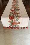 Buy_House of Inari_Red 100% Cotton Floral Work Table Runner _at_Aza_Fashions