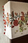 House of Inari_Red 100% Cotton Floral Embroidered Table Runner _Online_at_Aza_Fashions