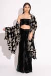 Buy_House Of Inari_Blue Zari Embroidered Velvet Stole _at_Aza_Fashions