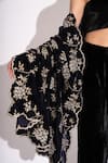 Shop_House Of Inari_Blue Zari Embroidered Velvet Stole _at_Aza_Fashions
