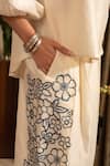 House Of Inari_Off White Silk, Chanderi Embroidery Collared Petunia Bloom Shirt With Pant _at_Aza_Fashions