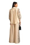 Buy_House Of Inari_Off White Silk, Chanderi Embroidery Collared Petunia Bloom Shirt With Pant 