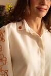 Shop_House Of Inari_Off White Pure Silk Chanderi Embroidery Blossom Collar Petunia Shirt With Pant _Online_at_Aza_Fashions