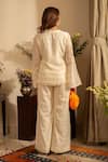 Shop_House Of Inari_Off White Pure Georgette Embroidery Poppy Blossom Top With Bell Bottom Pant _at_Aza_Fashions