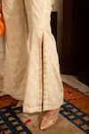 Shop_House Of Inari_Off White Pure Georgette Embroidery Poppy Blossom Top With Bell Bottom Pant _Online_at_Aza_Fashions