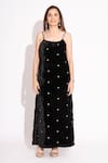 Buy_House of Inari_Black Silk Velvet Embroidery Eyelet Round Neck Gown _at_Aza_Fashions