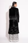 Shop_House Of Inari_Black Silk Velvet Embroidery Bahar Open Neck Overcoat _at_Aza_Fashions