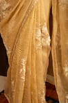 Shop_House of Inari_Gold Pure Silk Tissue Embroidered Gulab Saree With Unstitched Blouse Piece _Online_at_Aza_Fashions