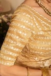 Buy_House of Inari_Gold Pure Silk Tissue Embroidered Gulab Saree With Unstitched Blouse Piece 