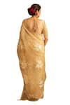 Shop_House of Inari_Gold Pure Silk Tissue Embroidered Gulab Saree With Unstitched Blouse Piece 