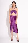 Buy_House of Inari_Purple Bustier Pure Silk Jacquard Crepe Embroidered Thread Halter Skirt With _at_Aza_Fashions