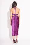 Shop_House of Inari_Purple Bustier Pure Silk Jacquard Crepe Embroidered Thread Halter Skirt With _at_Aza_Fashions