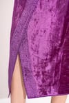 Shop_House of Inari_Purple Bustier Pure Silk Jacquard Crepe Embroidered Thread Halter Skirt With _Online_at_Aza_Fashions